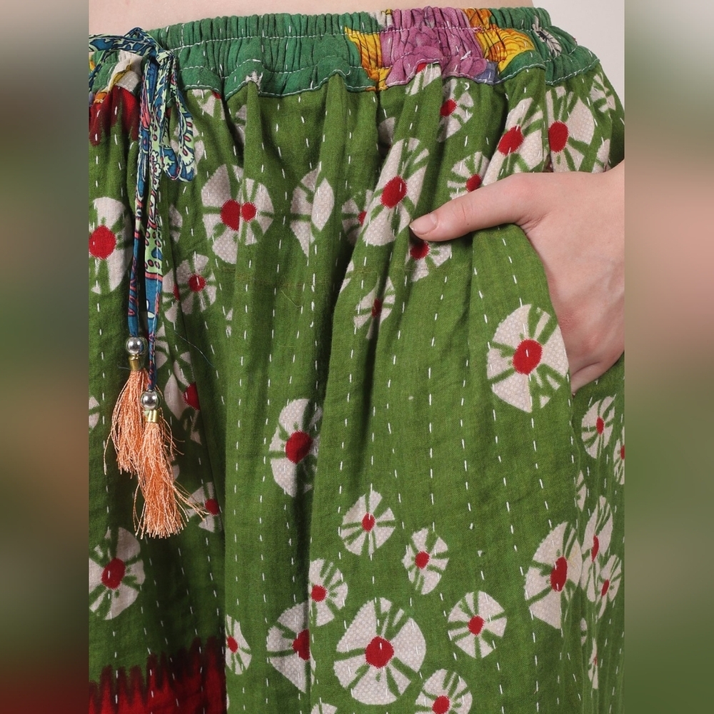 Plus Size Kantha Wide Leg Patchwork Pants - Picture 5 of 9